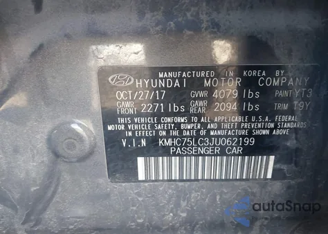 2018 Hyundai Ioniq Hybrid Sel z USA, uszkodzony, nr VIN KMHC75LC3JU062199